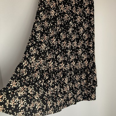Ba&sh Damen Midirock UK 8 Stufen schwarz Frühling Gummizug Frühling Rüschen