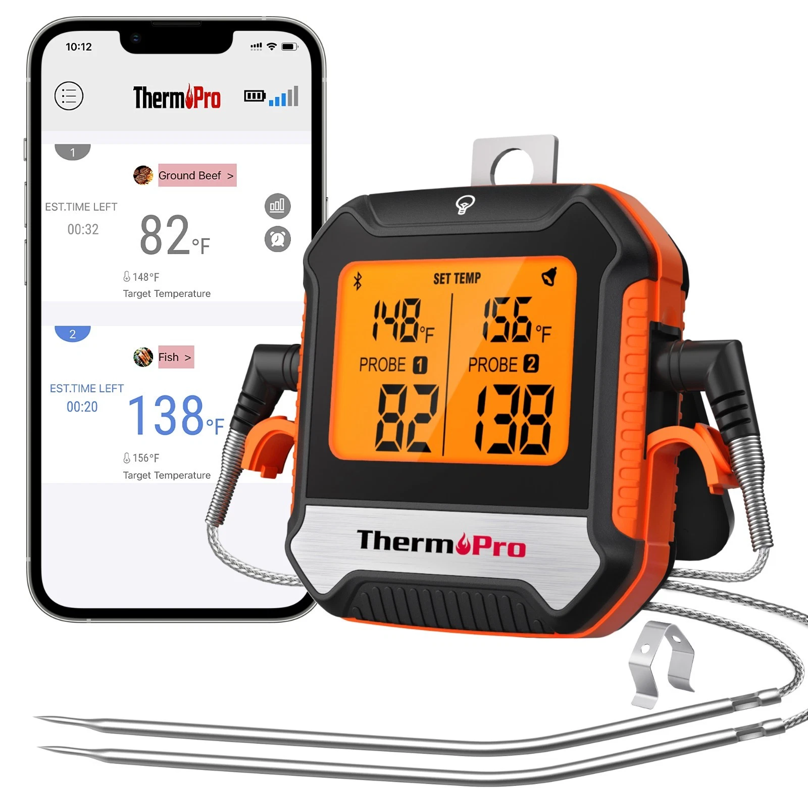 ThermoPro TP904 Bluetooth Meat Thermometer Dual Probe Wireless BBQ Grill 450ft
Opens in a new window