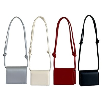Trendy Small Square Bag with Flap Cover PU Leather Solid Crossbody Purse Wallet
