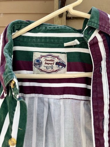 Vintage 90s Double Impact World’s Finest Twill Striped Button Down Shirt XL - Picture 3 of 7