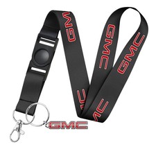 GMC in Red Die-Cut Metal Key Chain Black Lanyard