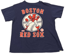 Marvel MLB Boston Red Sox Iron Man T Shirt Youth 14/16 Blue Short Sleeve Tee