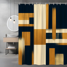 Modern Black and Gold Shower Curtain, Abstract Design for Bathroom