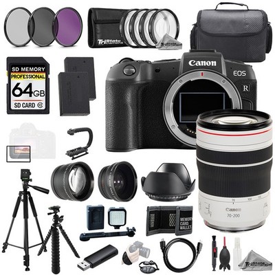 Canon EOS RP + RF 70-200mm f/4L IS USM Lens+64GB+ExtBat+9PCFltr-MEGAKit