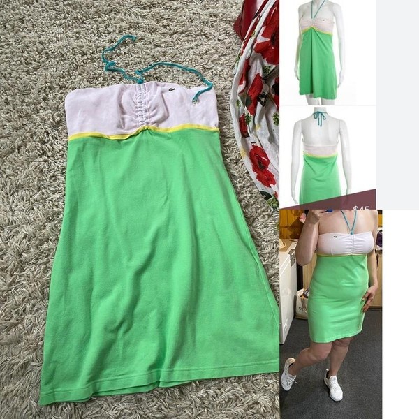 Women Lacoste Dress Green Cotton 40