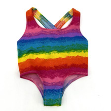 Build A Bear Rainbow Striped Glitter Bathing 1-Piece Swim Suit Teddy Clothes