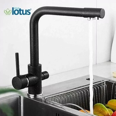 Drei-Wege-Wasserhahn 3 in 1 Armatur Küche Wasserhahn Wasserfilter 1801-7 Schwarz