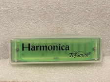 4" Green Plastic Harmonica w/Plastic Case Toysmith Open/Unused r2
