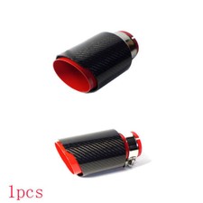Real Twill Carbon Fiber Exhaust Pipe Muffler Tips 2.5" 63MM Inlet With Red Steel