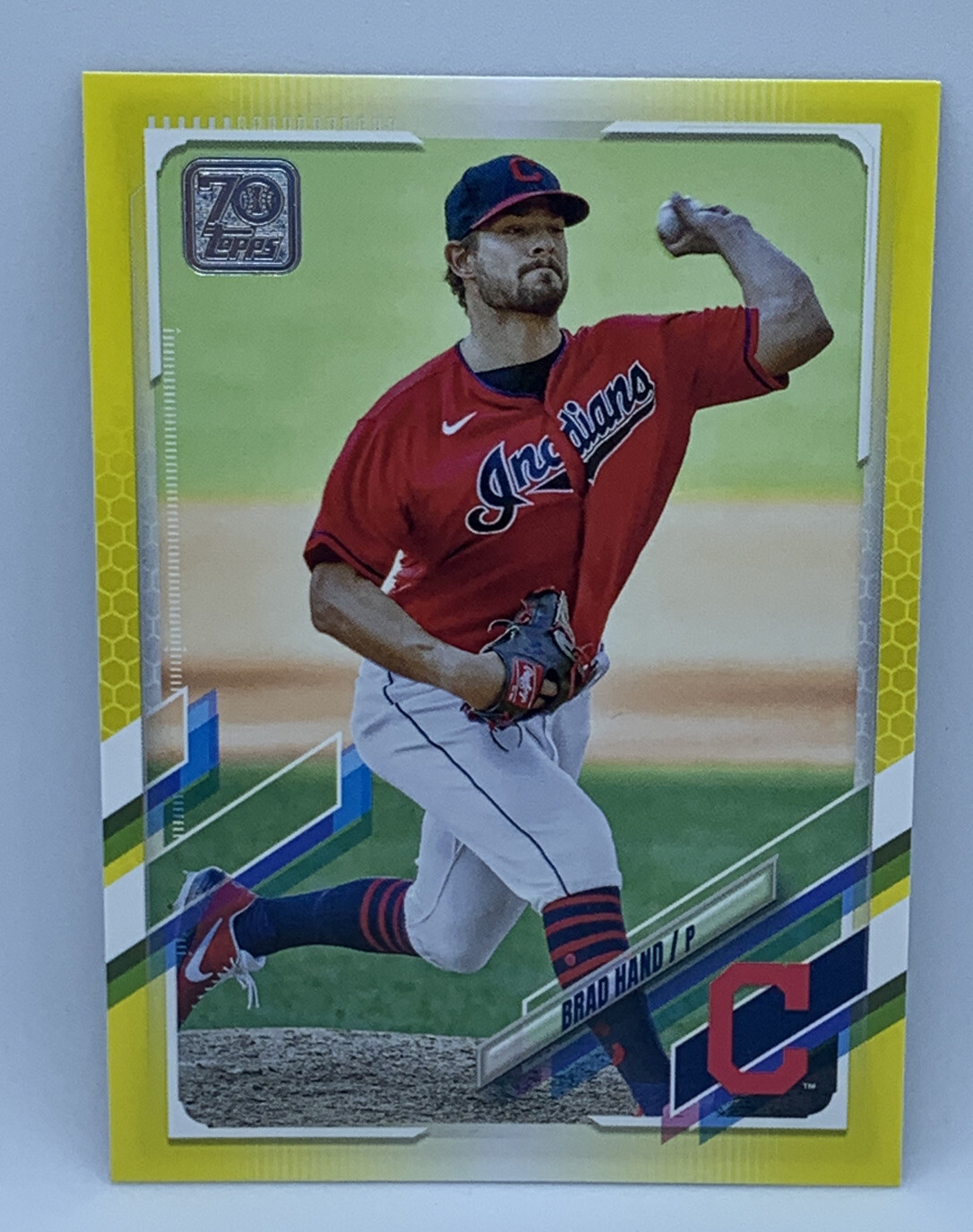 2021 Topps Series 1 Brad Hand Indians #175 Walgreens Yellow Border