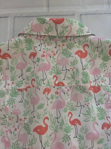Brooks Brothers Damengröße 6 Flamingos geknöpfter Kragen V-Ausschnitt Baumwollhemd - Bild 5 von 11
