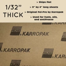 9”x4”x1/32 Fel-Pro Gasket Maker Material Sheet Seal Fuel Water Oil Antifreeze