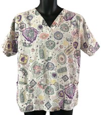 Universal Scrub Top Womens Size Medium Medical Sealife Cotton