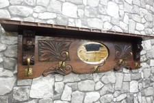 Antique Wooden German Coat Rack Hall Tree Rack with mirror