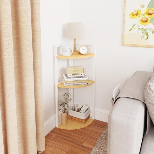 3-Tier Desktop Bookshelf, Corner Shelf, Multipurpose Corner Display Rack Industr - Picture 6 of 9