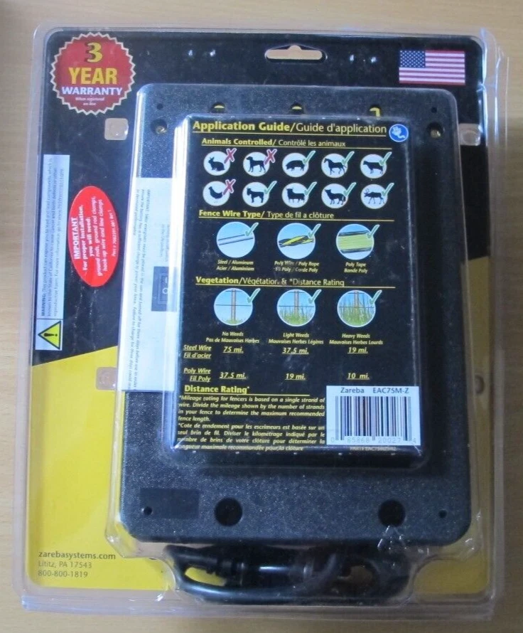 Cargador de cerca eléctrico de baja impedancia Zareba EAC75M-Z 75 millas CA caja abierta sin usar Foto 2 de 4