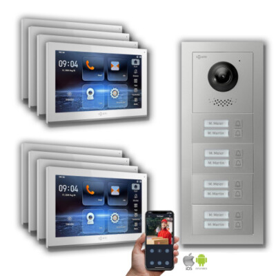 Goliath IP Video Türsprechanlage: 10-Zoll 8 Familienhaus, Smartphone App, Silber