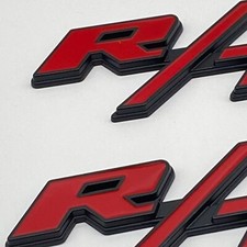 2pcs Set For Car Emblems Side Fender Black Red Nameplate Badges Sticker Decal