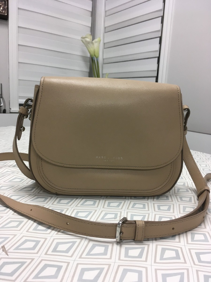 Marc Jacobs New York Rider Crossbody Large Beige Handbag Purse Bag
