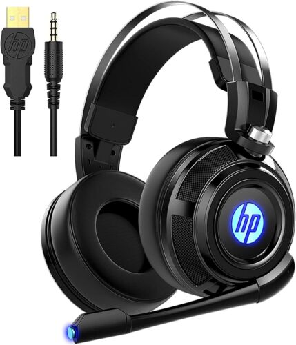 Auriculares estéreo para juegos HP con cable con micrófono, un auricular y luz LED con micrófono - Imagen 1 de 8