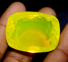 174.15 Ct Natural Yellow Opal Cushion Australian Certified Untreated Gemstone