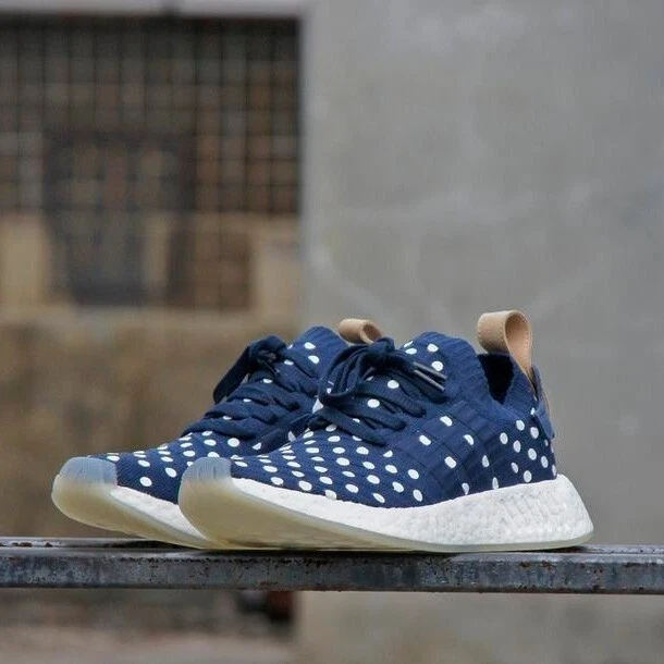 Adidas NMD_R2 PK Tenis a Lunares Colegiales Azul Marino Blanco Mujer 7.5 Clásico Foto 3 de 4
