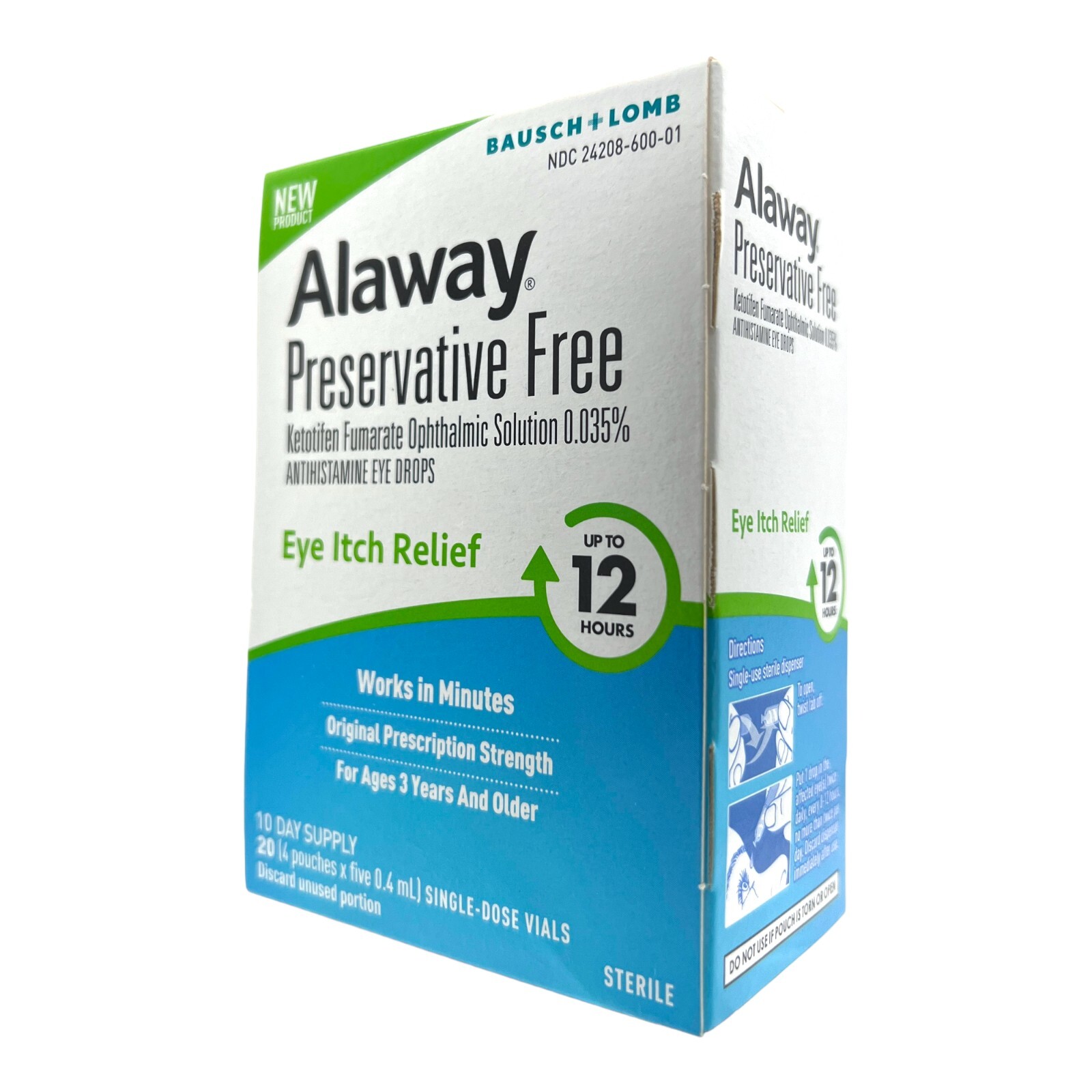 Alaway Antihistamine Eye Drops PRESERVATIVE FREE Itch Relief 20 Single