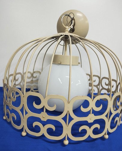 Vintage Mid Century Modern MCM Arthur Umanoff Bird Cage Ceiling Hanging Lamp 15" - Picture 9 of 11