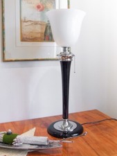 Mazda Tischleuchte / Lampe in schwarz / chrom - Art Déco Design Klassiker