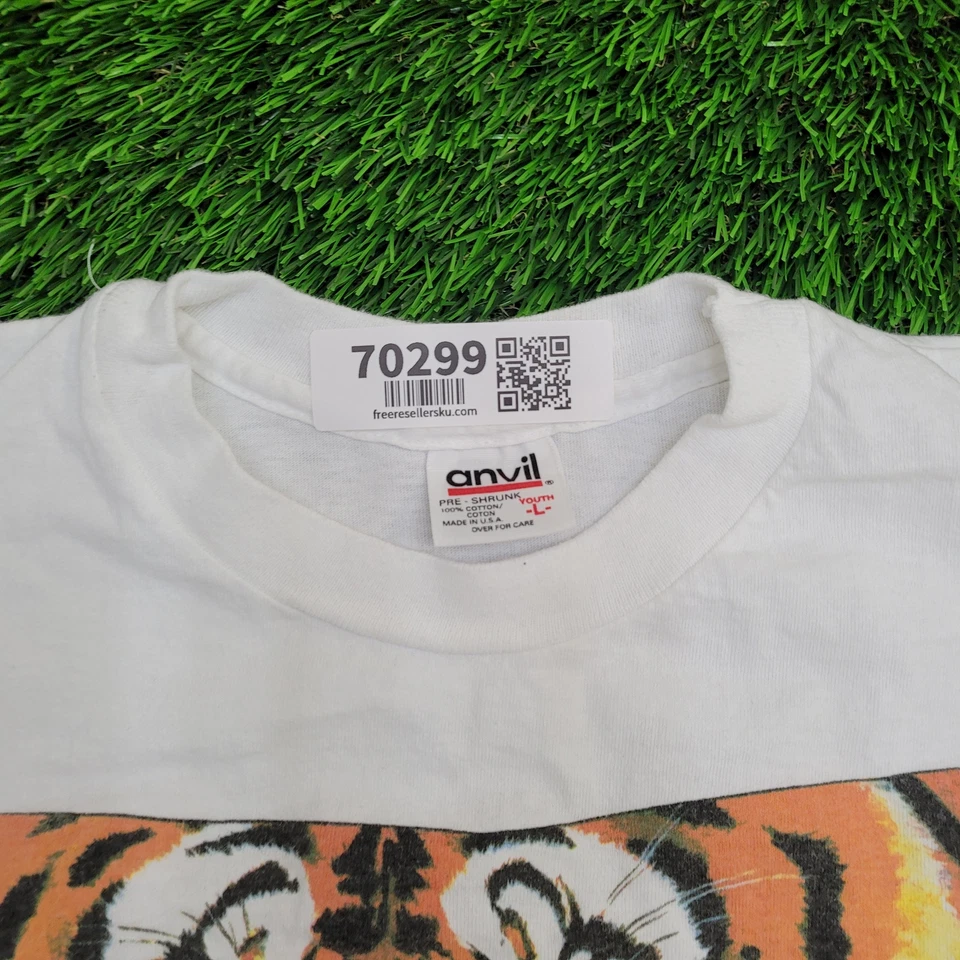 Camiseta Tiger Human-i-Tees 1993 vintage para mujer 2XS/XS 17x23 blanca años 90 Baby-Tee Foto 3 de 4