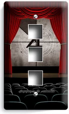 TV ROOM HOME MOVIE THEATER BIG SCREEN RED CURTAIN LIGHT SWITCH WALL PLATE OUTLET