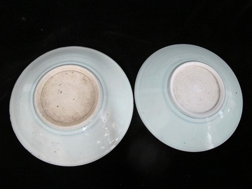 CHINESE Porcelain BLUE Underglaze SWATOW Ware Shallow Bowl Large Saucer Pair - Picture 9 of 11