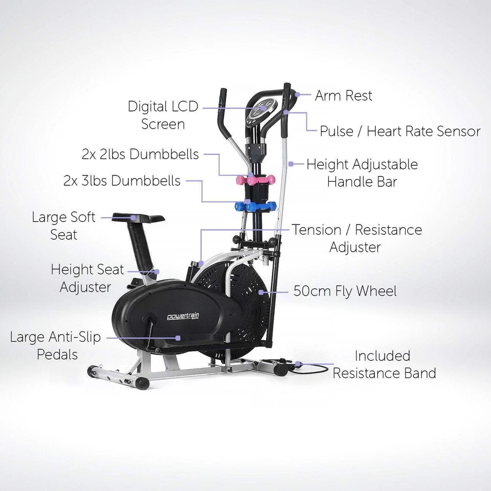 NNEDSZ 5-in-1 Elliptical Cross Trainer Bike with Dumbbell Sets - Image 2 of 4