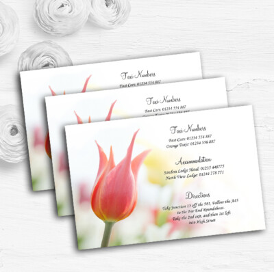Zierliche rosa und gelbe Blumen personalisierte Hochzeit Gast Informationskarten