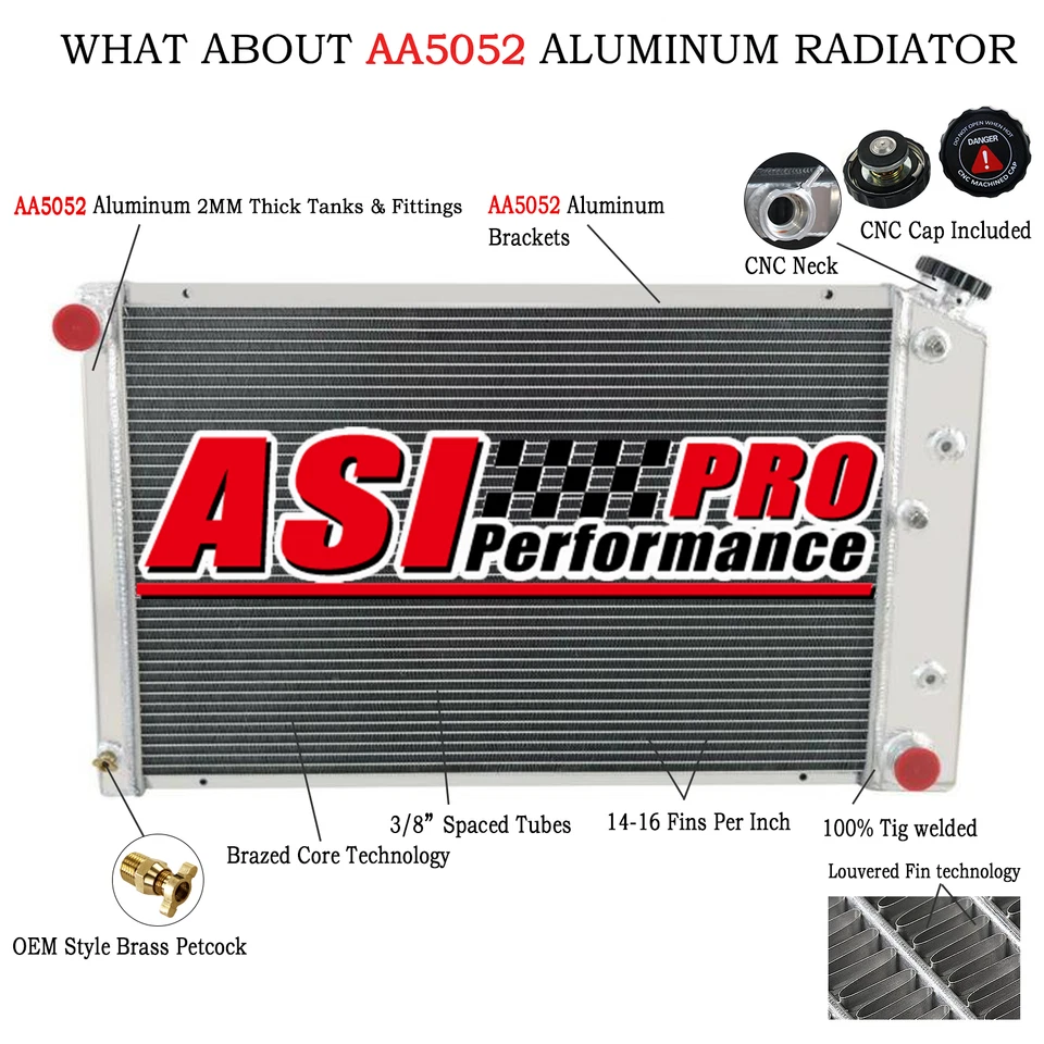 4 Row Radiator Shroud Fan assembly For 1968-90 Chevy Chevelle El Camino Impala Foto 3 de 4