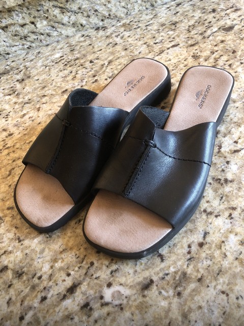Dockers Women's Shoes Slides Sandal Black Leather Size 8.5M EUC! | eBay