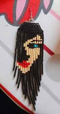 Beautiful Tribal Earrings Native Large Boho American Seed Beads Handmade Earring