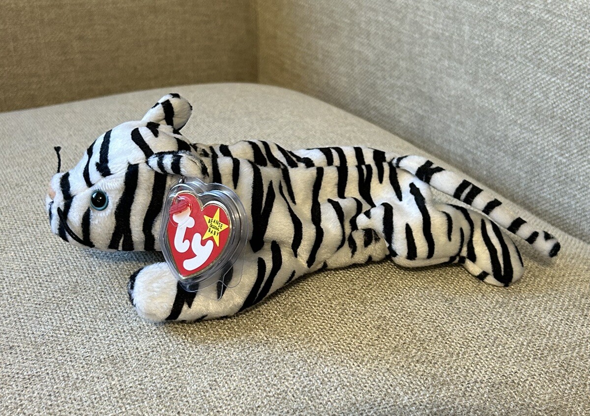 TY Beanie Baby BLIZZARD the White Tiger (9 inch)