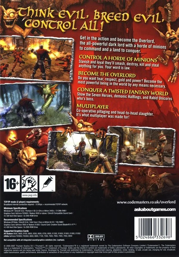 Overlord and Raising Hell PC Game 2007 Codemasters Windows 10 11 - Image 2 of 2