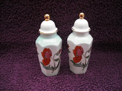 Vintage Paar Royal Worcester Palissy Floral Ingwer Gläser, Top Zustand.