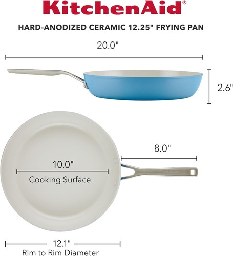 Sartén antiadherente de cerámica anodizada dura KitchenAid sartén de 12,25 pulgadas, azul - Imagen 4 de 10