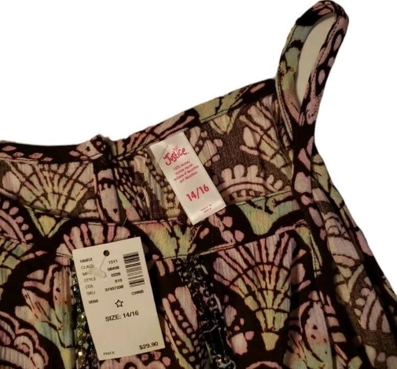 Justice Girls 14/16 Tops Black Pink Shell Sequin Fringe Top Shorts 12 Outfit  - Image 2 of 4