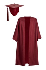Graduation Gown & Hat Mortarboard Cap Bachelor Pleat Burgundy Academic BA Robe