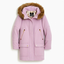Jcrew Chateau Parka Italian Stadium Cloth Wool Coat Sz 22 Frosted Lilac Bm948