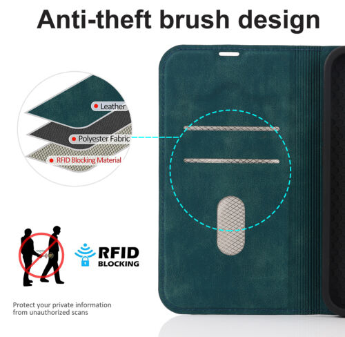 For iPhone 7/8/XS/XR/11/12/13 Magnetic Flip Holder Card Slots Magsafe Phone Case - Picture 71 of 84