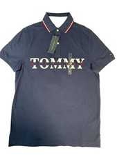 Tommy Hilfiger Mens Polo Shirt Custom Fit Short Sleeve Mesh Graphic Logo New S