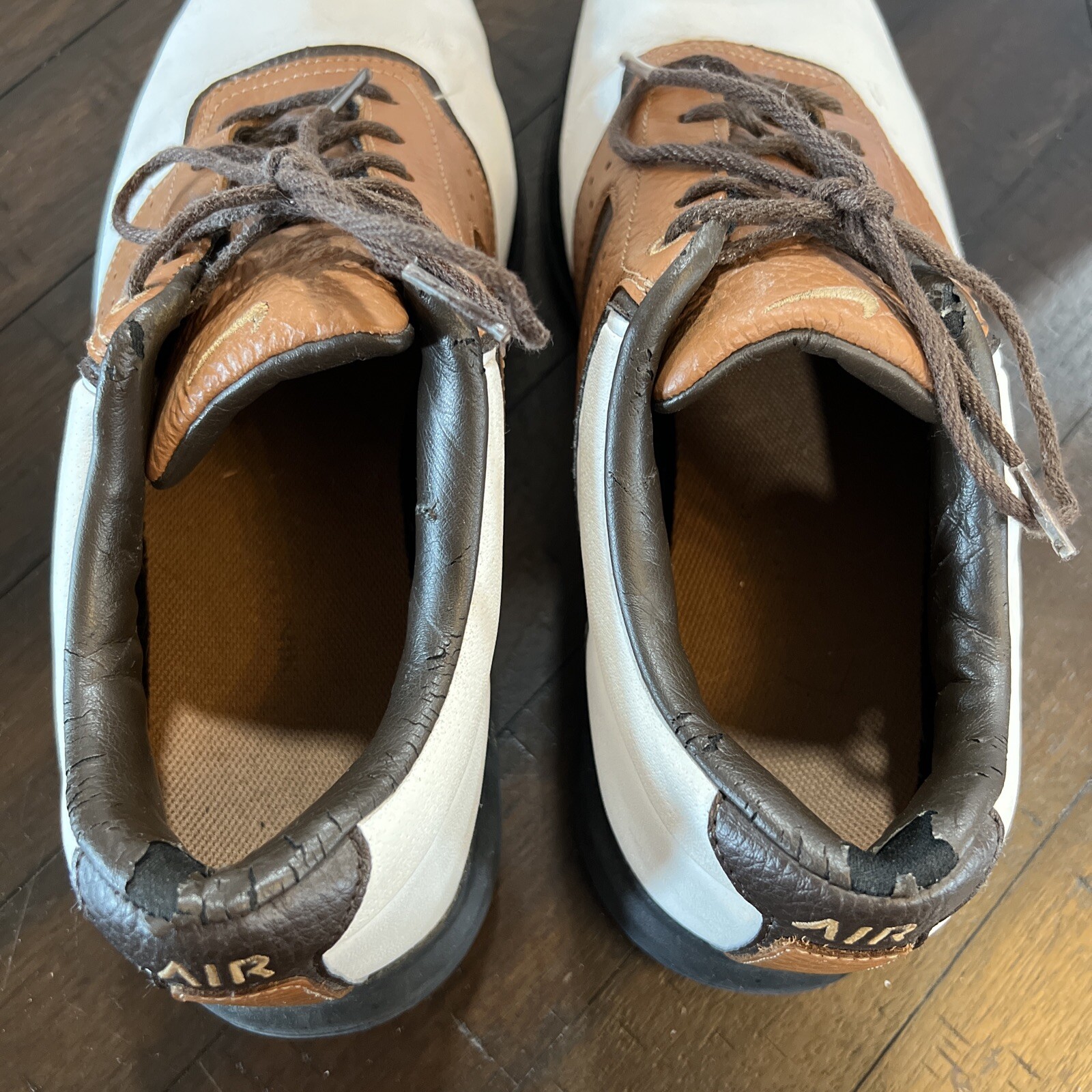 NIKE Air Tour Saddle Men US 9 White + Brown Golf Shoes Cleats 418535