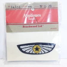 Beachwood Ltd. #14131 Silver Wings & Star Applique Iron-On Patch NOS NIP