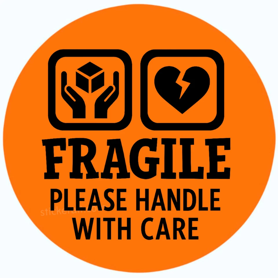 STICKERAFT Fragile Sticker for Small Biz Packaging • 2 Inch • 15 Color Choices Available