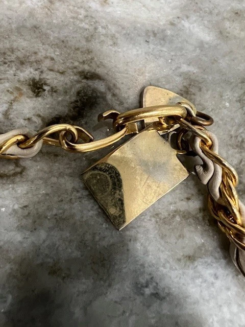 Morris Moskowitz Women's Chain Gold Colored Belt w/Off White Corded Insert 37in - Image 4 of 4